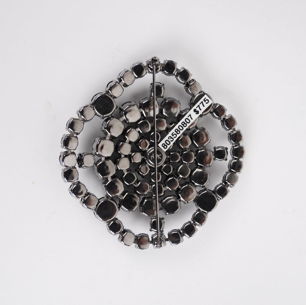 Yves Saint Laurent Vintage Large Black Rhinestone Brooch