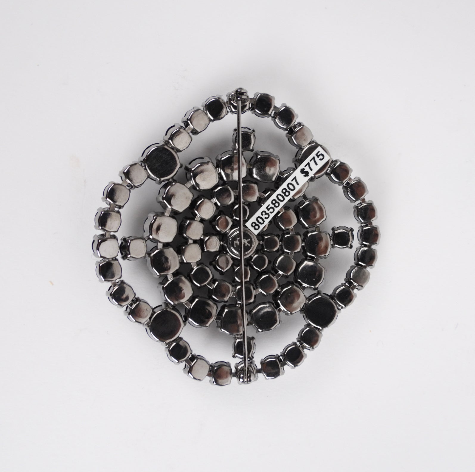 Yves Saint Laurent Vintage Large Black Rhinestone Brooch