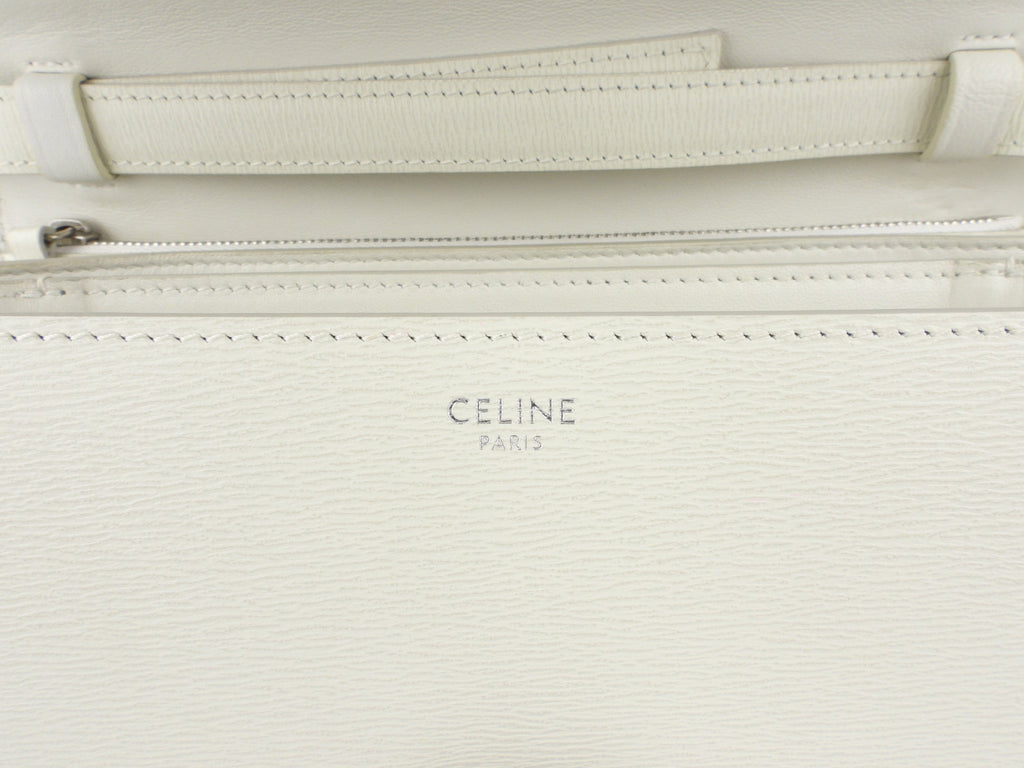 Celine White Textured Leather Medium Box Bag