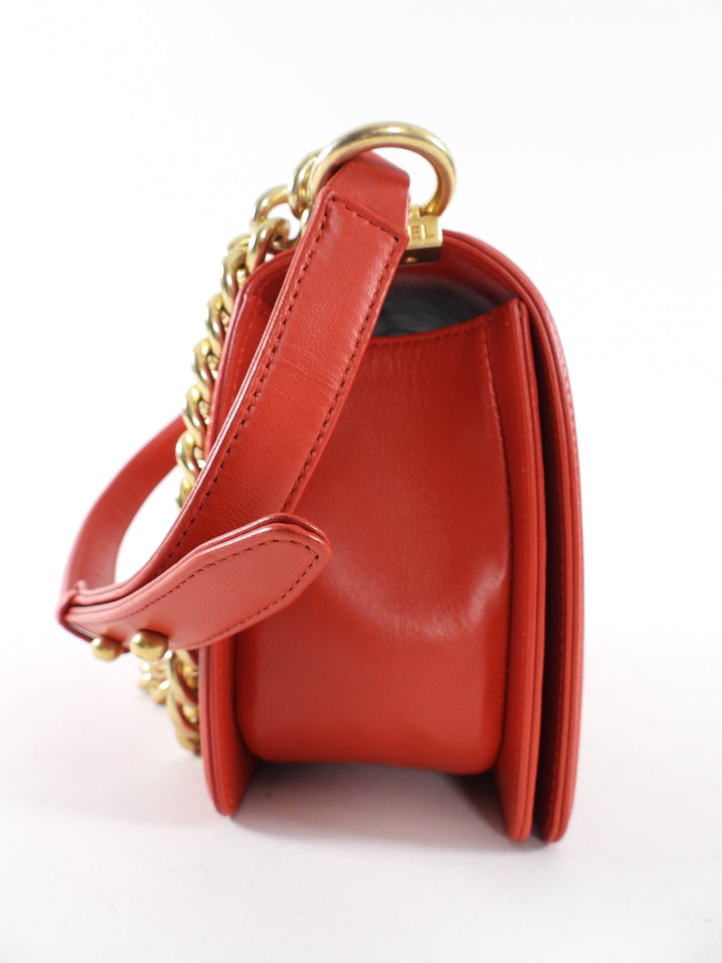 Chanel Red Quilted Lambskin Leather Medium Le Boy Bag GHW