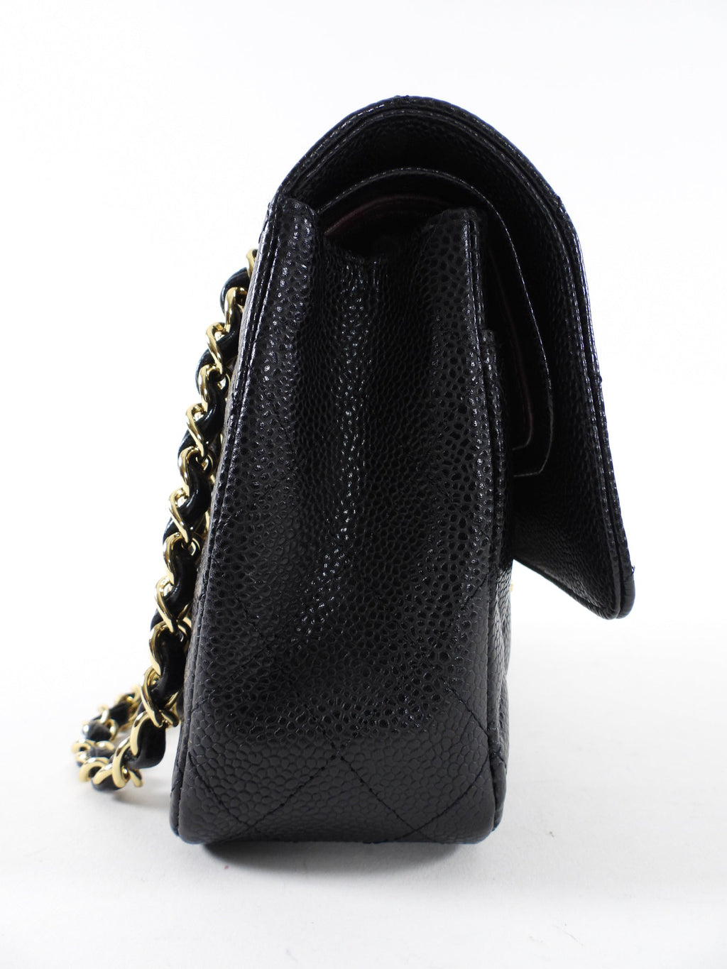 Chanel Black Caviar Quilted Leather Medium Classic Double Flap Bag GHW