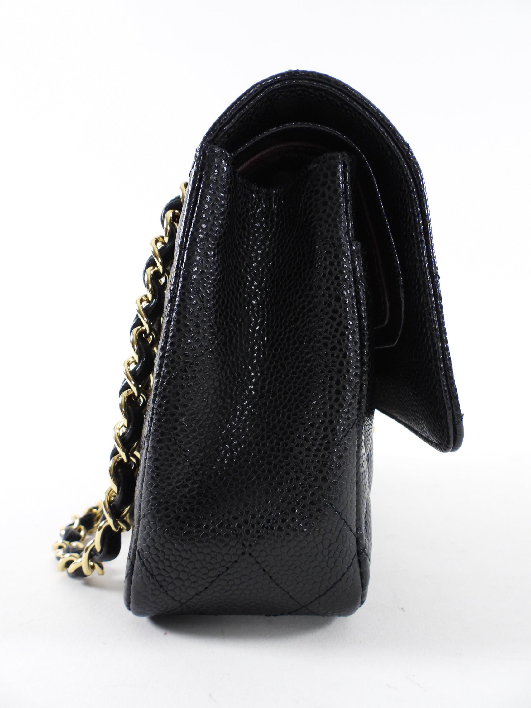 Chanel Black Caviar Quilted Leather Medium Classic Double Flap Bag GHW