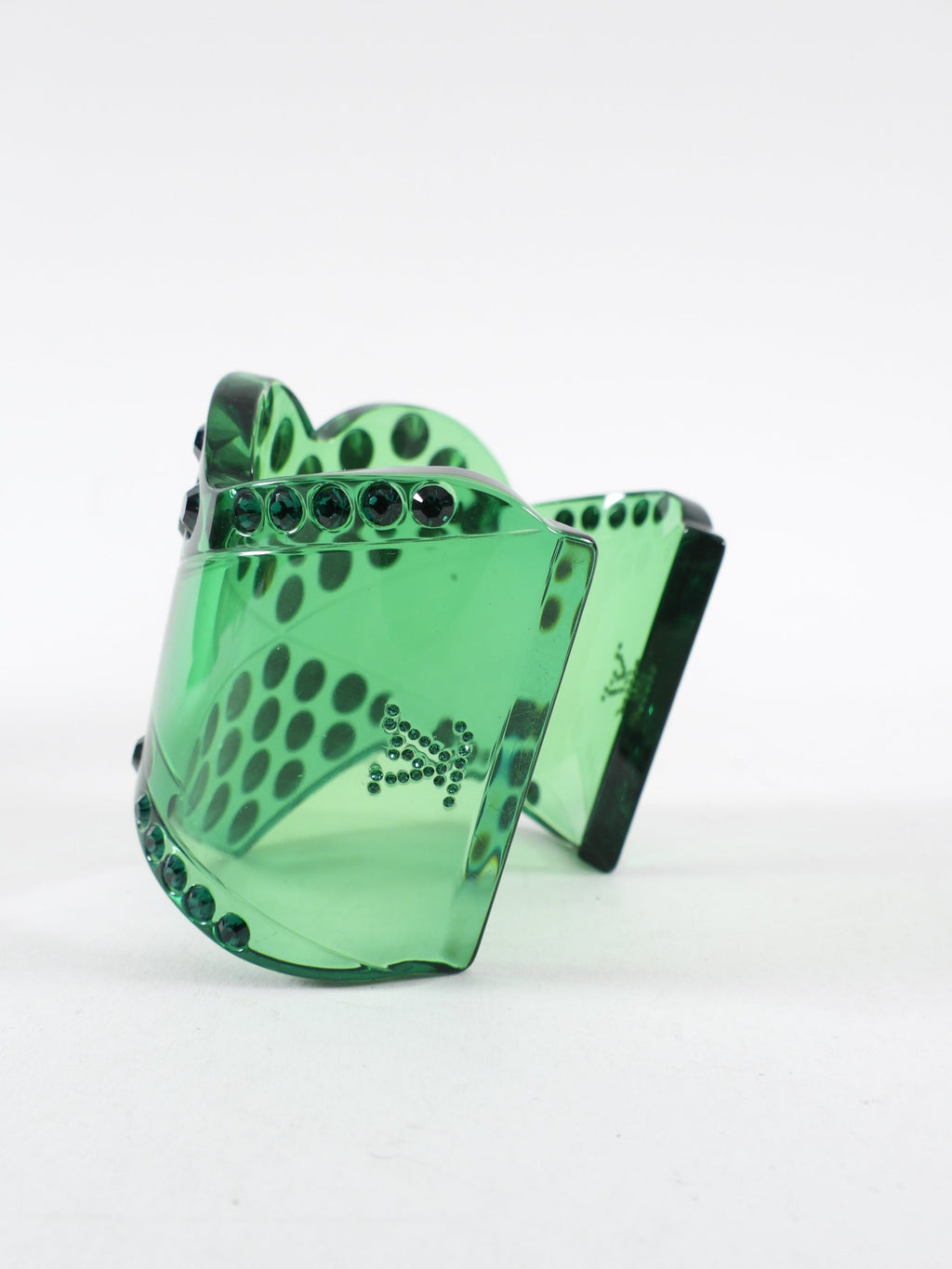 Louis Vuitton Green Acrylic Resin Crystal Studded Heart Cuff Bracelet