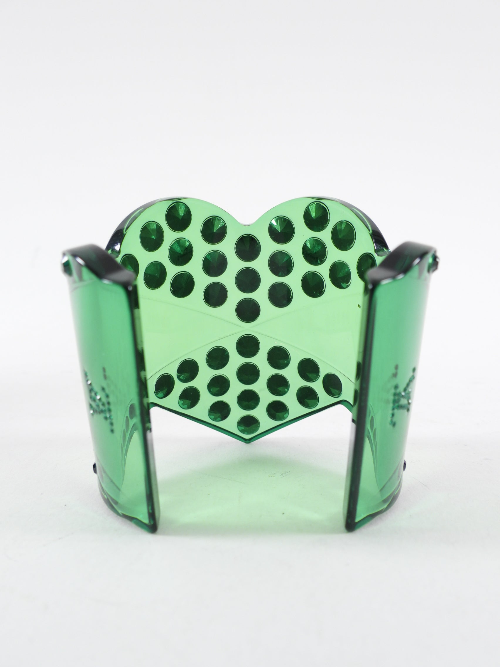 Louis Vuitton Green Acrylic Resin Crystal Studded Heart Cuff Bracelet