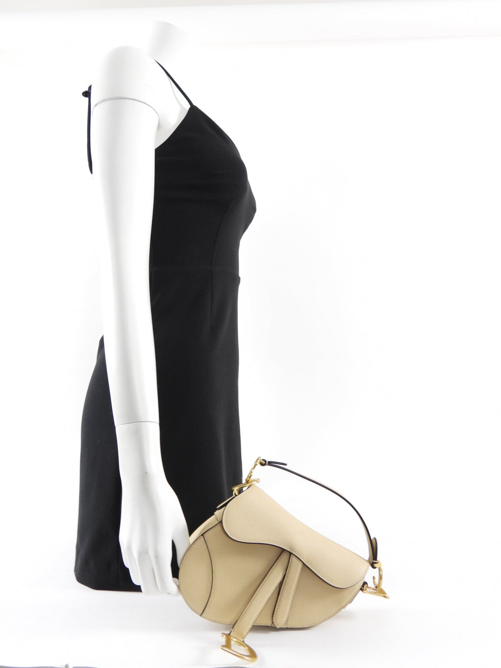 Christian Dior 2019 Light Beige Grained Leather Mini Saddle Bag