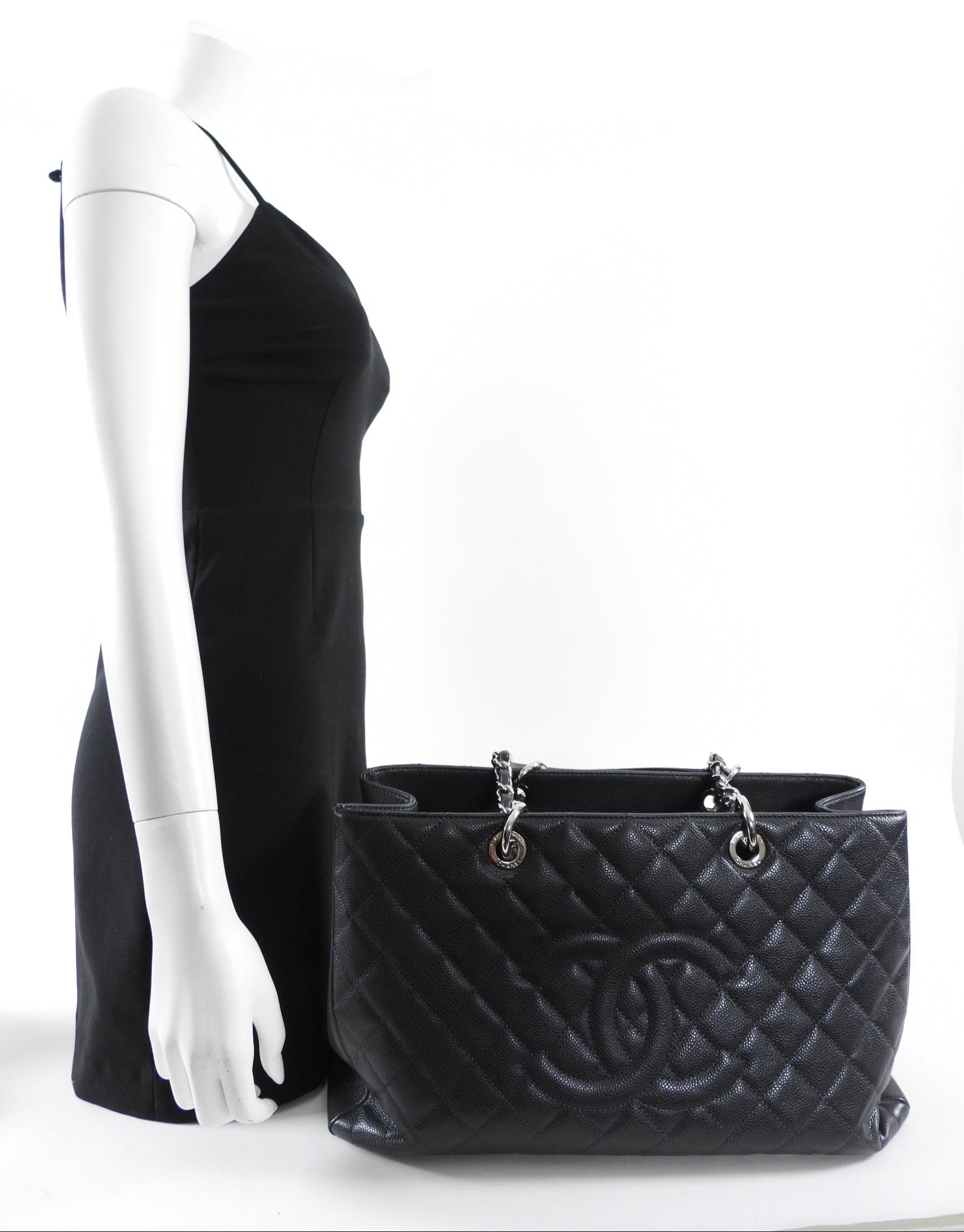 Chanel XL Black Caviar Leather Large GST Grand Shopping Tote Bag SHW