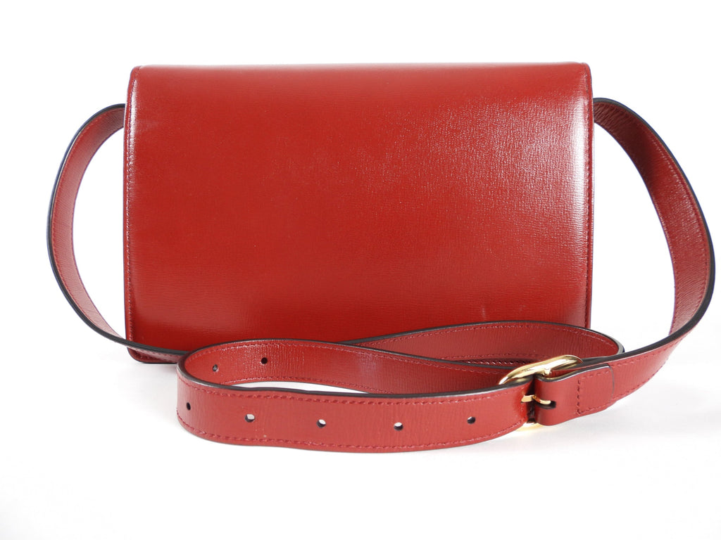 Gucci Medium Torchon GG Ring Red Leather Shoulder Bag