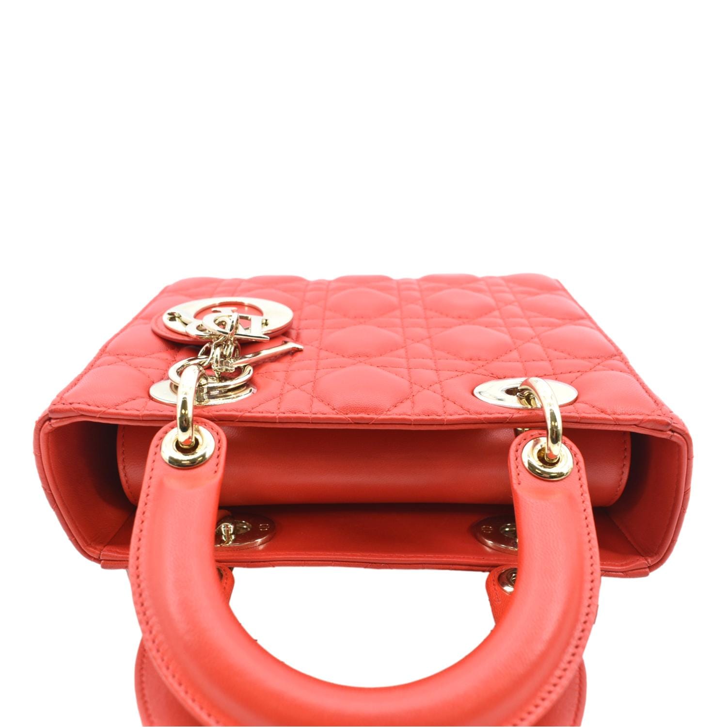 CHRISTIAN DIOR MY ABCDior Small Cannage Lambskin Leather Shoulder Bag Red