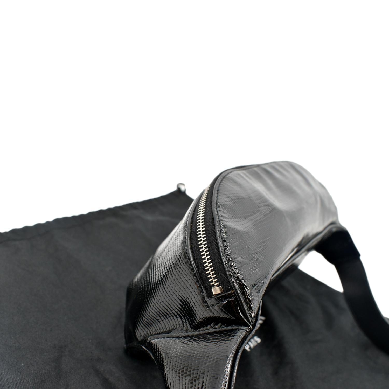 YVES SAINT LAURENT Embossed Patent Leather Belt Bag Black