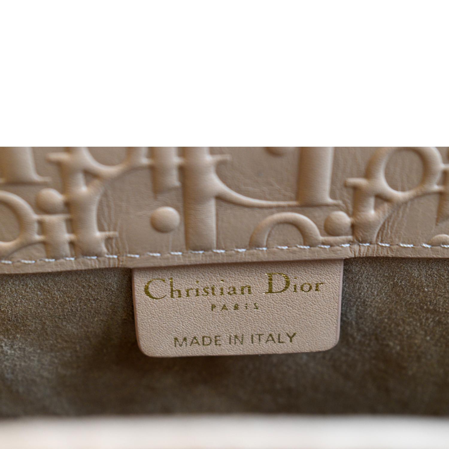 CHRISTIAN DIOR Book Oblique Embossed Calfskin Tote Bag Tan