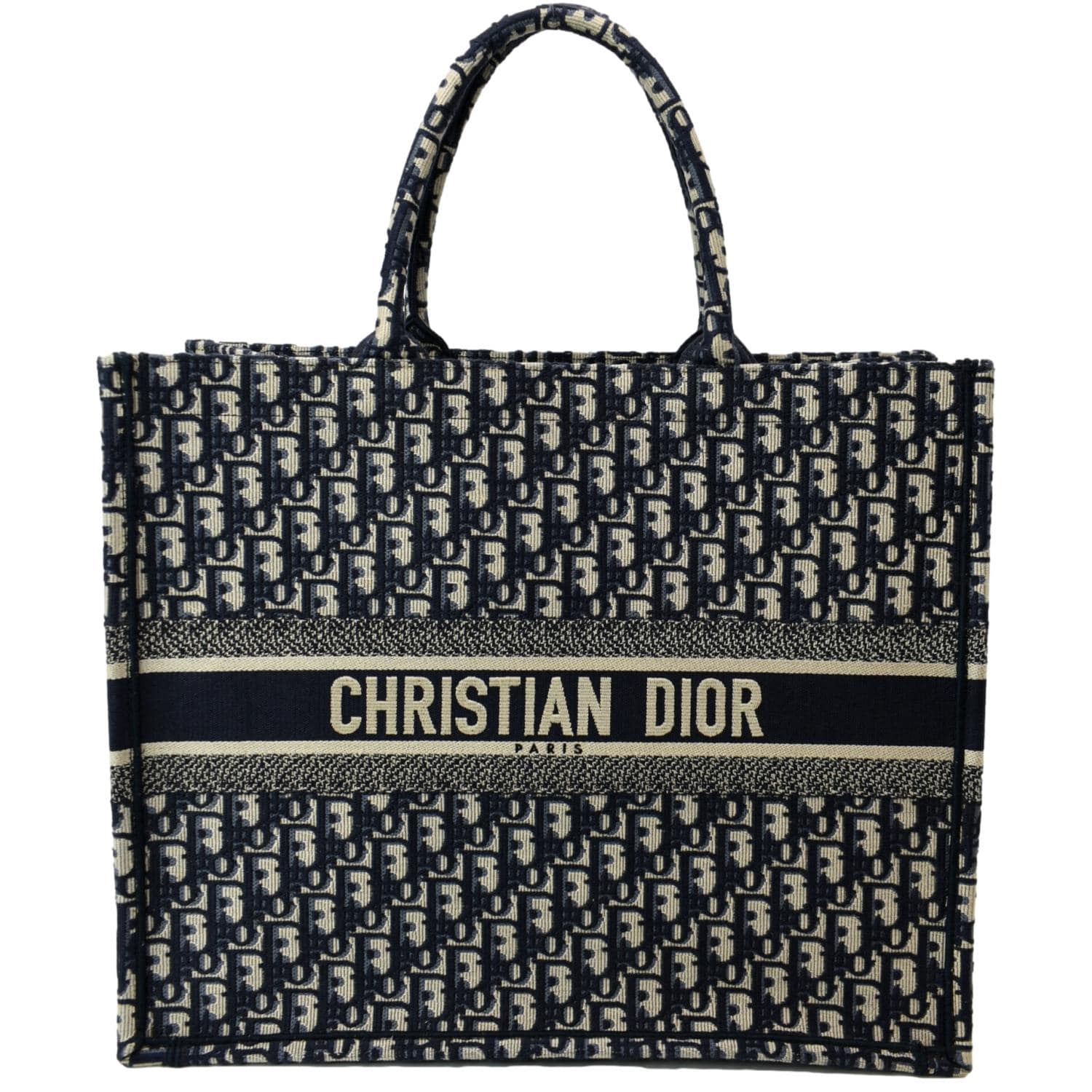 CHRISTIAN DIOR Large Book Oblique Embroidered Canvas Tote Bag Multicolor