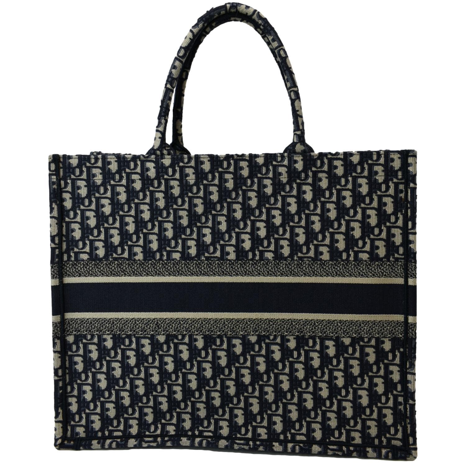 CHRISTIAN DIOR Large Book Oblique Embroidered Canvas Tote Bag Multicolor