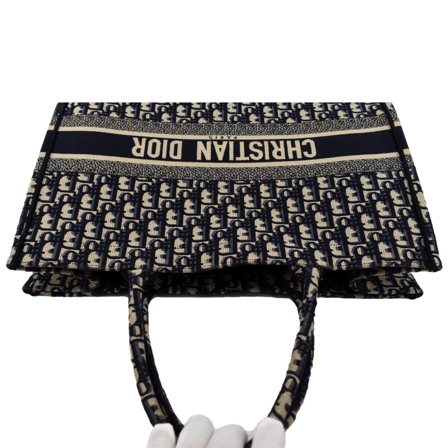 CHRISTIAN DIOR Large Book Oblique Embroidered Canvas Tote Bag Multicolor