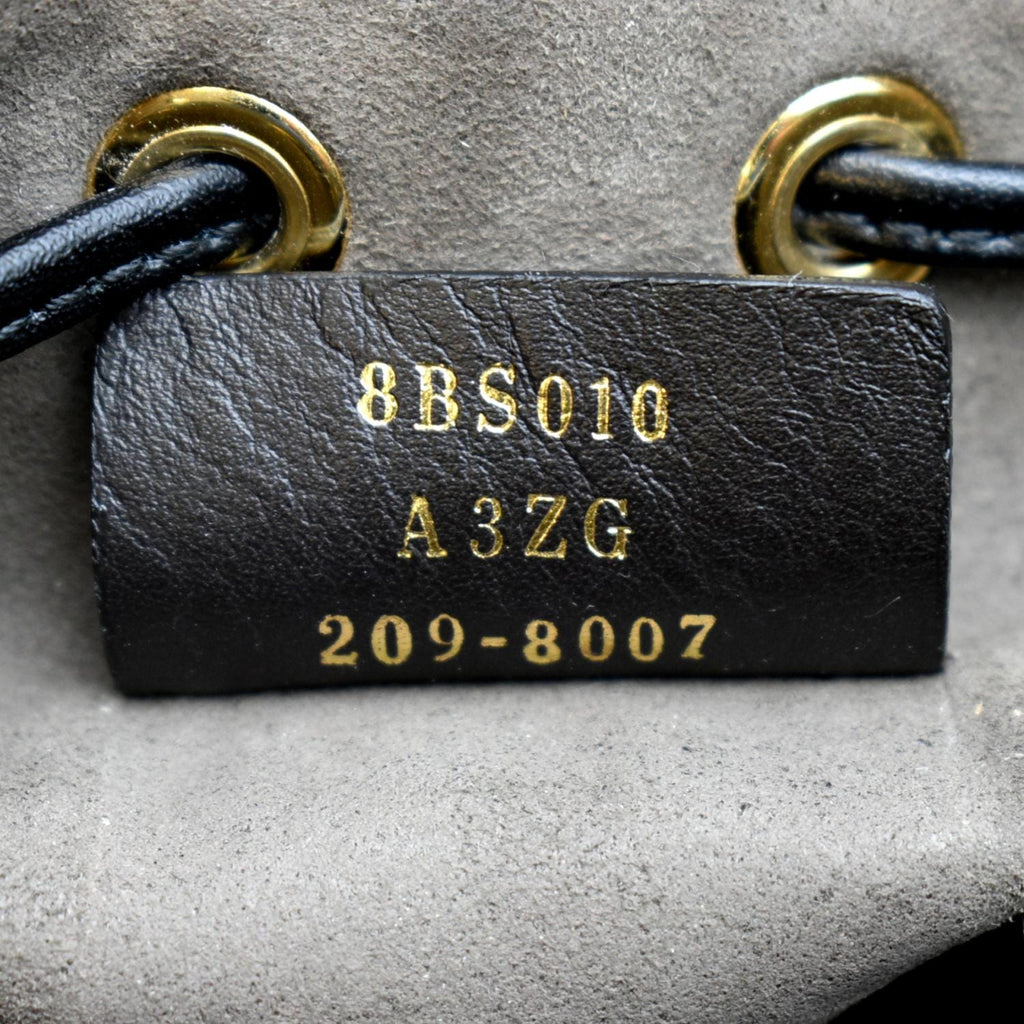 FENDI Mon Tresor Drawstring FF Leather Bucket Bag Black