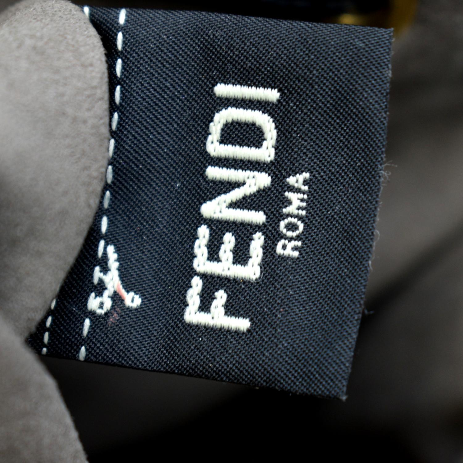 FENDI Mon Tresor Drawstring FF Leather Bucket Bag Black