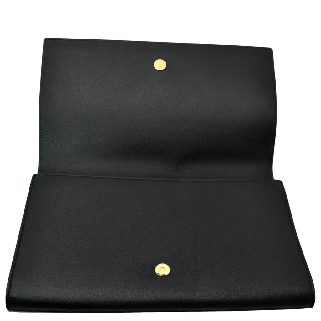 YVES SAINT LAURENT Belle de Jour Leather Clutch Bag Black
