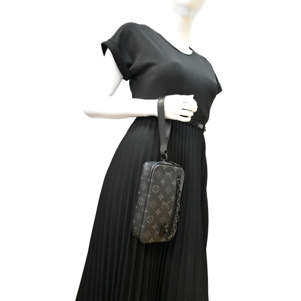 LOUIS VUITTON Volga Monogram Eclipse Pochette Clutch Bag Black