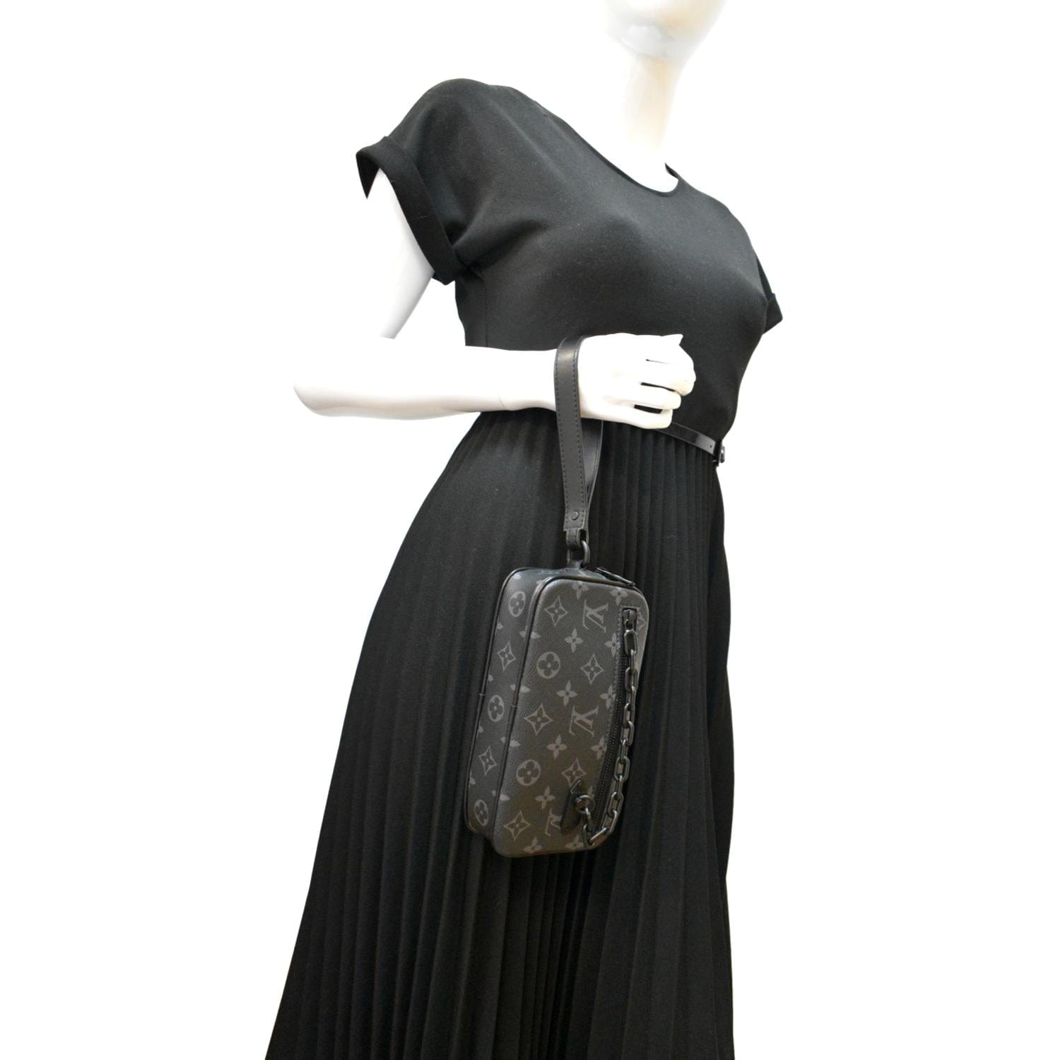 LOUIS VUITTON Volga Monogram Eclipse Pochette Clutch Bag Black