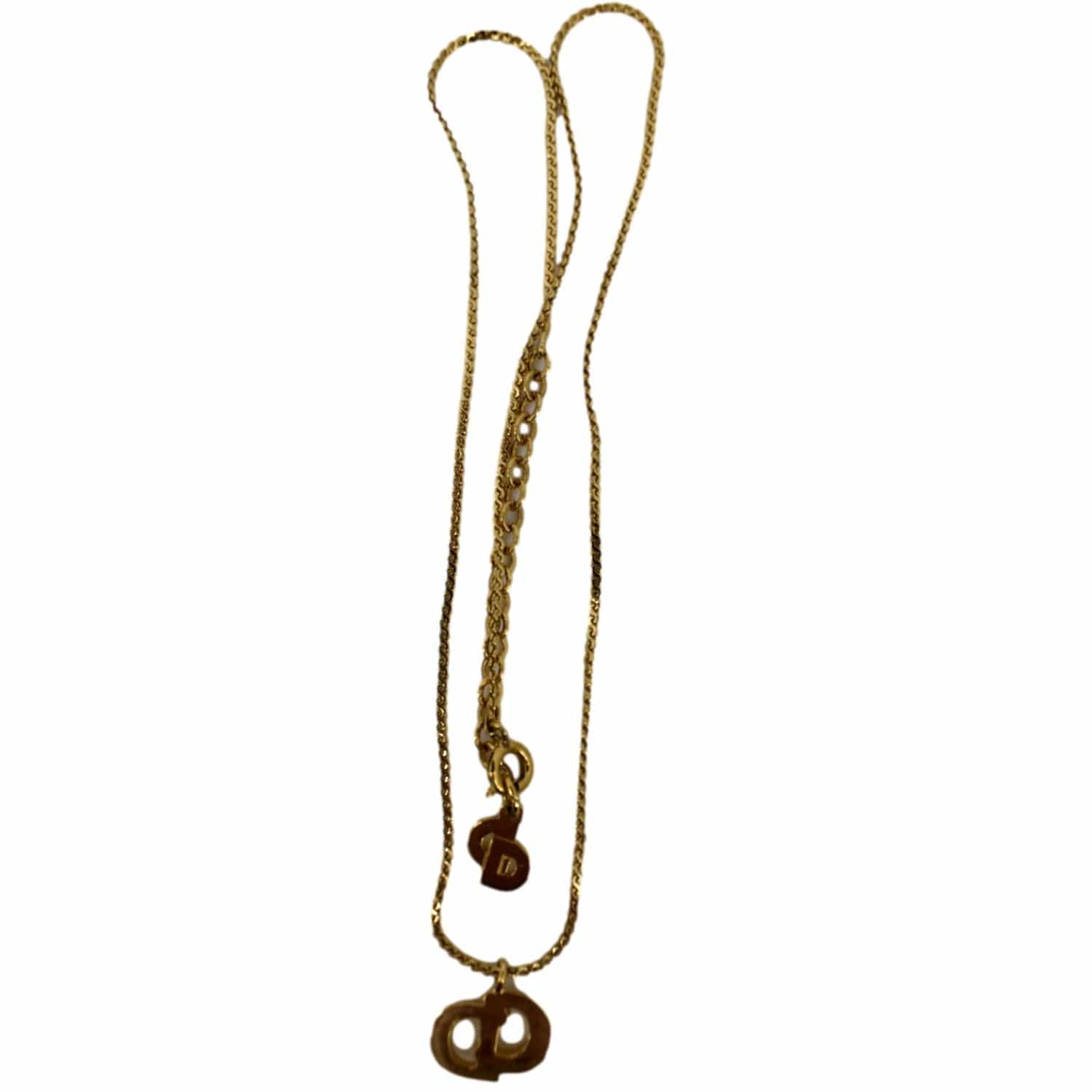 CHRISTIAN Women DIOR CD Logo Necklace Gold