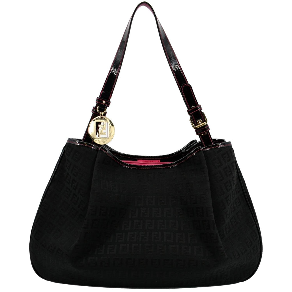 FENDI Zucchino Print Canvas Shopping Tote Bag Black