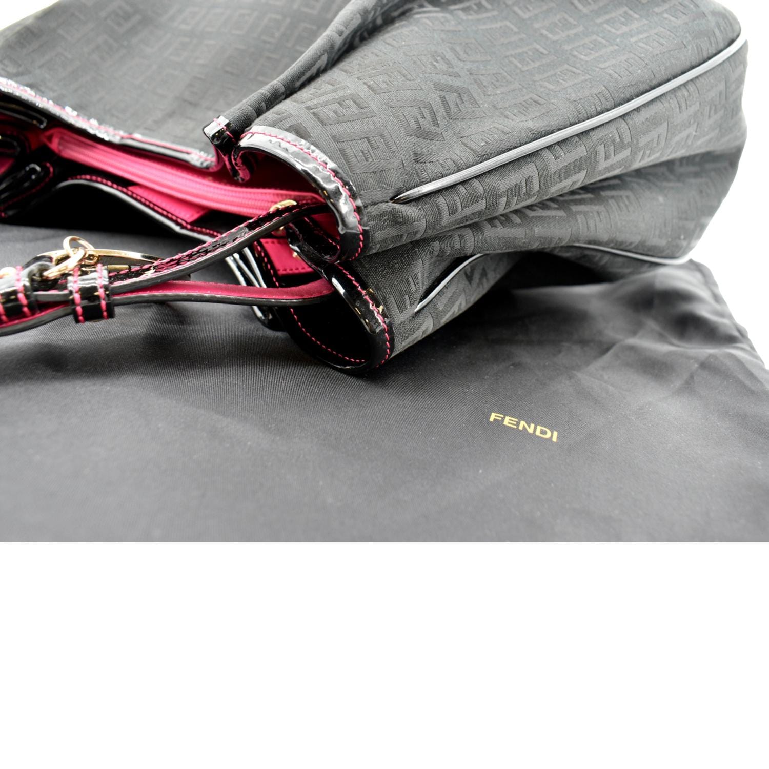 FENDI Zucchino Print Canvas Shopping Tote Bag Black