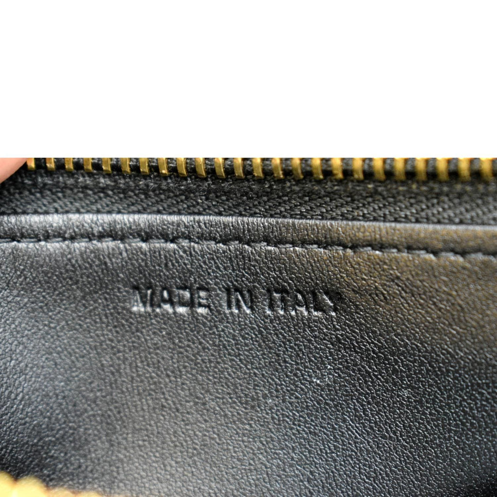 CHRISTIAN DIOR Caro Cannage Calfskin Zipped Pouch Black