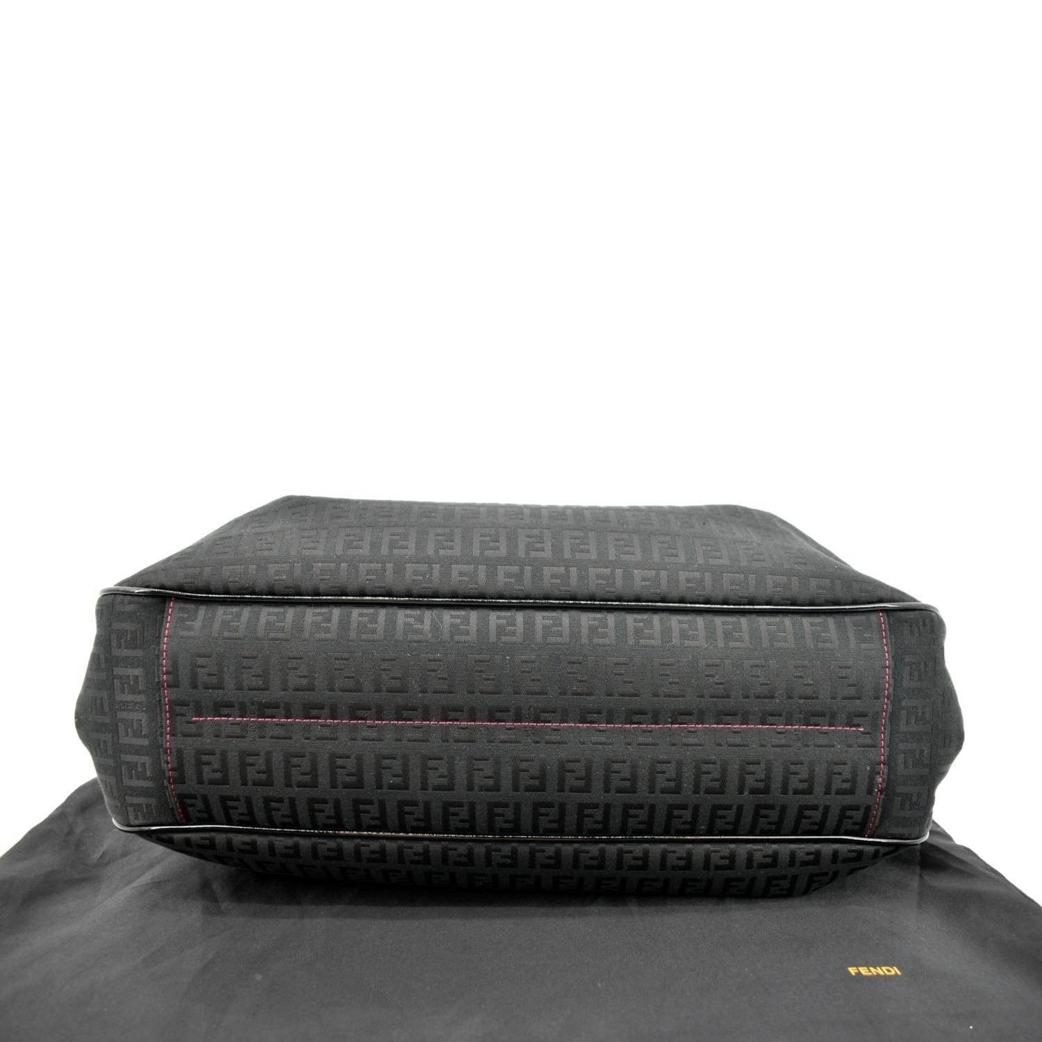 FENDI Zucchino Print Canvas Shopping Tote Bag Black