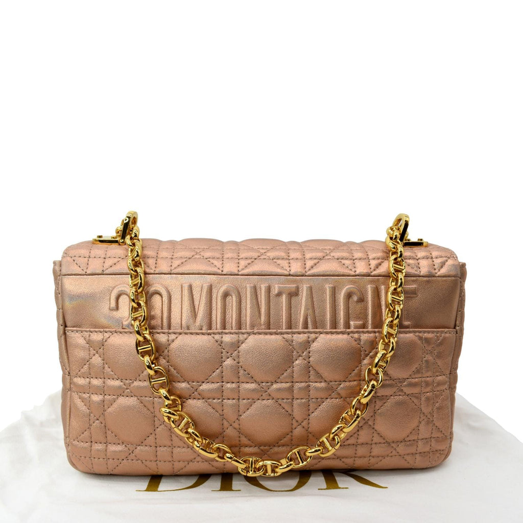 CHRISTIAN DIOR Medium Caro Iridescent Leather Shoulder Bag Metallic Pink