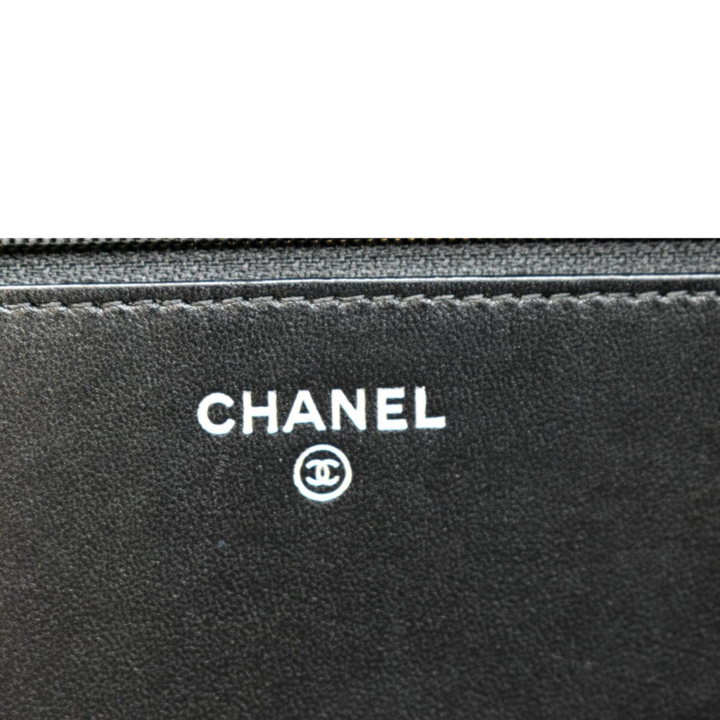 CHANEL Boy Woc Lambskin Leather Wallet On Chain Clutch Bag Black