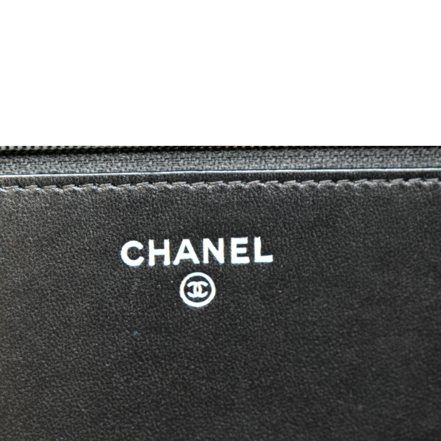 CHANEL Boy Woc Lambskin Leather Wallet On Chain Clutch Bag Black