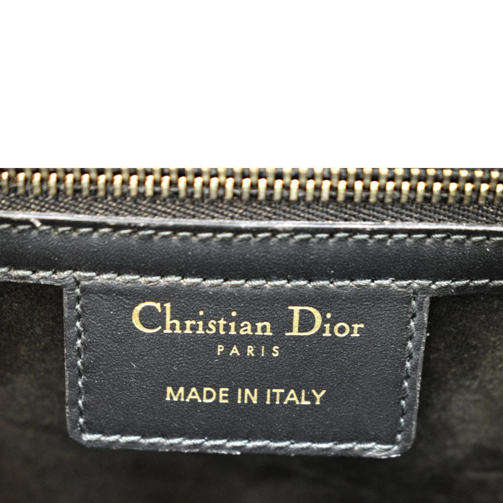 CHRISTIAN DIOR D Fence Calfskin Leather Saddle Bag Black