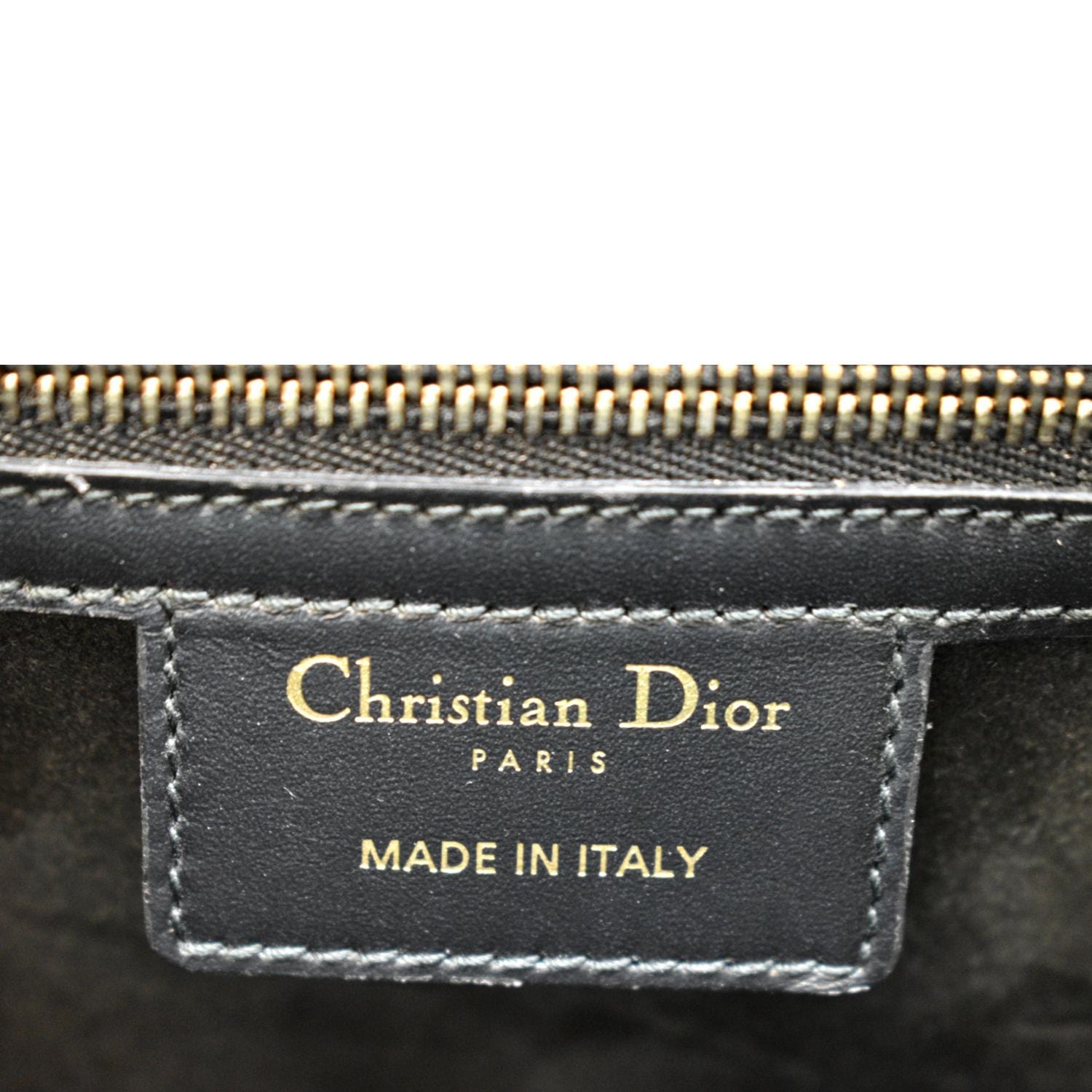 CHRISTIAN DIOR D Fence Calfskin Leather Saddle Bag Black