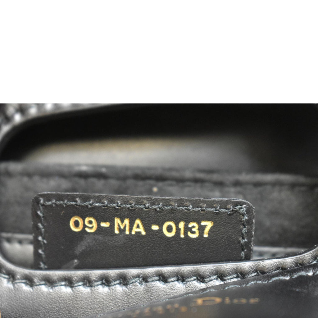 CHRISTIAN DIOR D Fence Calfskin Leather Saddle Bag Black