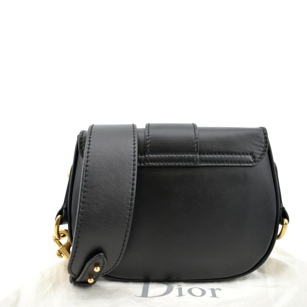 CHRISTIAN DIOR D Fence Calfskin Leather Saddle Bag Black