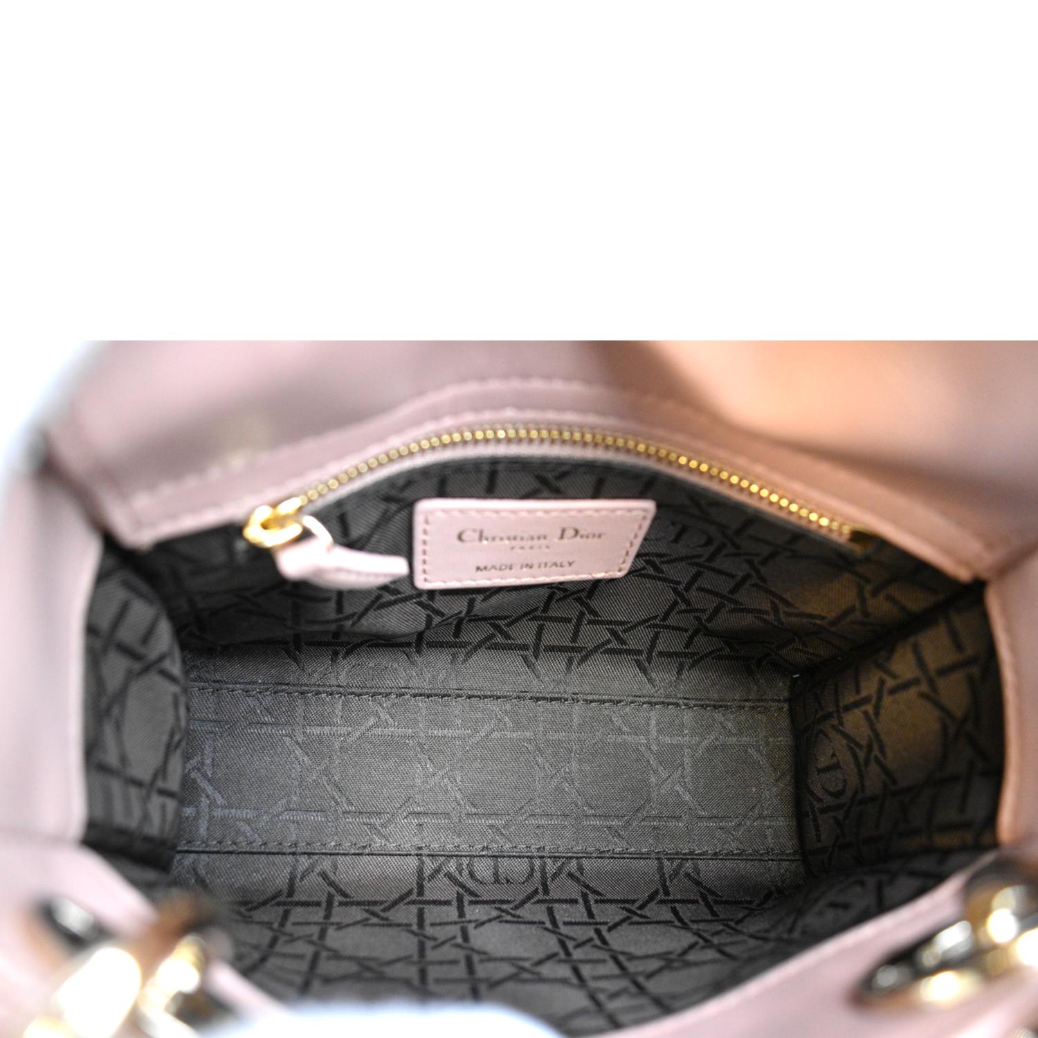 CHRISTIAN DIOR Mini Lady Dior Cannage Calfskin Leather Shoulder Bag Blush