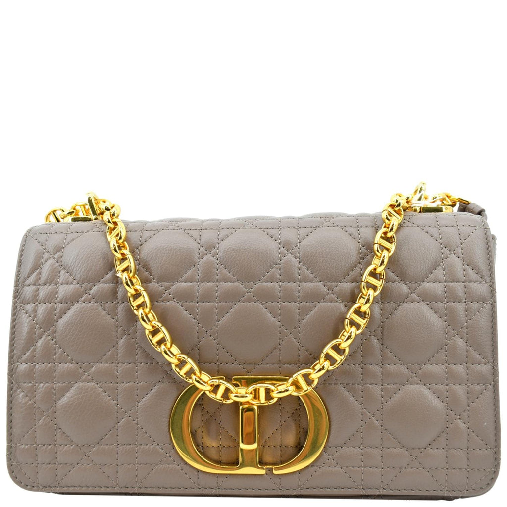 CHRISTIAN DIOR Caro Iridescent Leather Shoulder Bag Metallic Pink