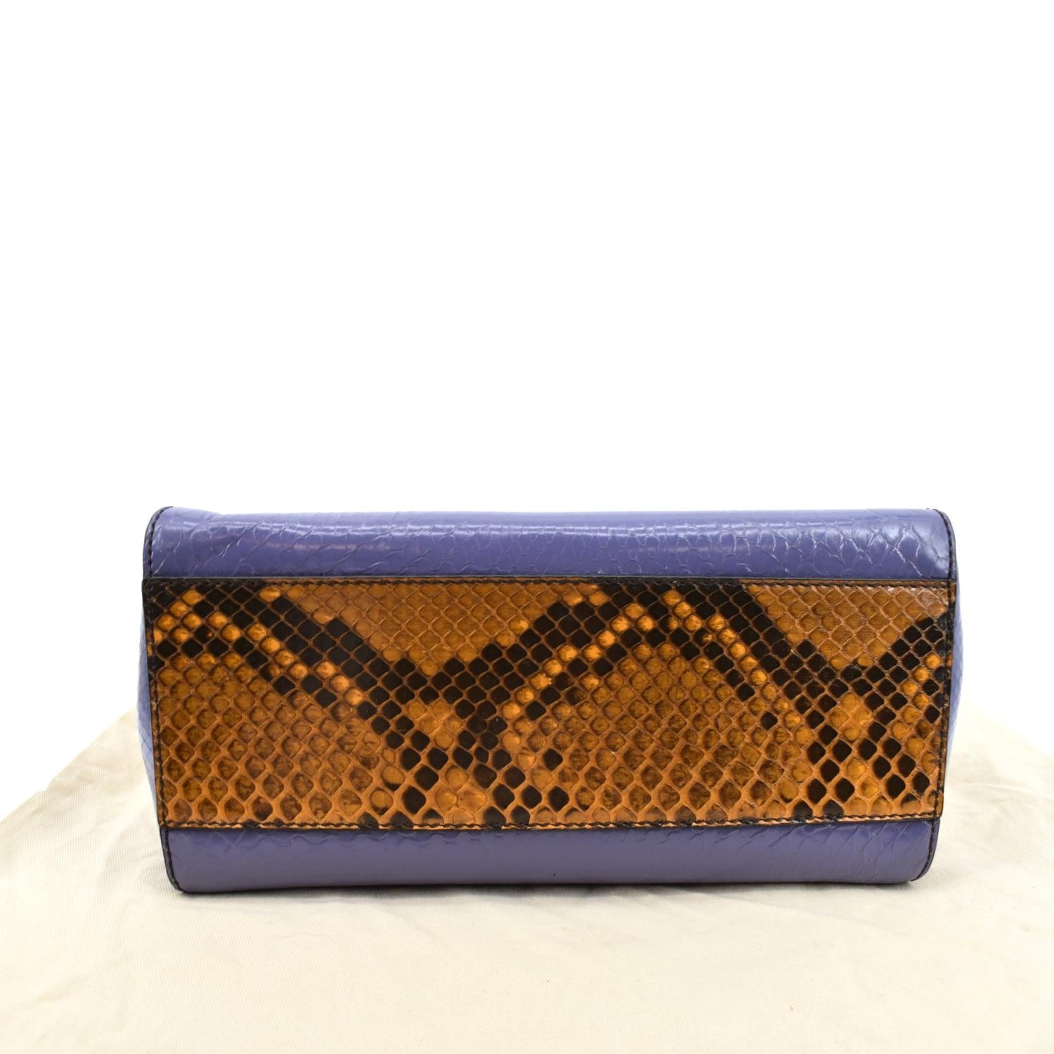 FENDI Peekaboo Mini Python Leather Shoulder Bag Brown