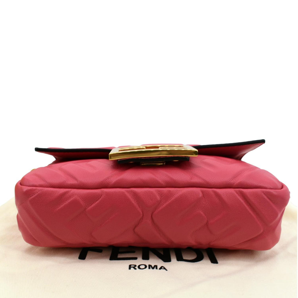 FENDI Baguette Nappa Leather Crossbody Bag Red