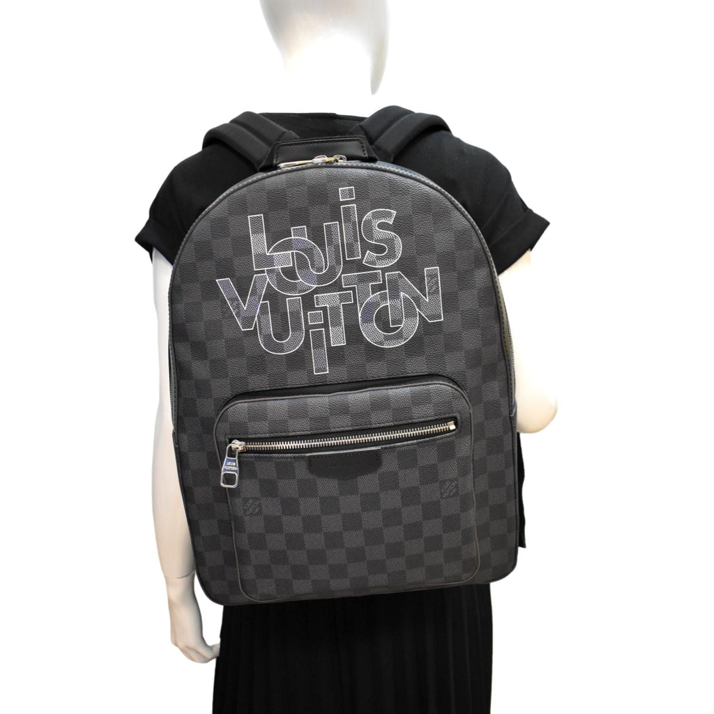 LOUIS VUITTON Josh Interlinked Logo Damier Graphite Backpack Black
