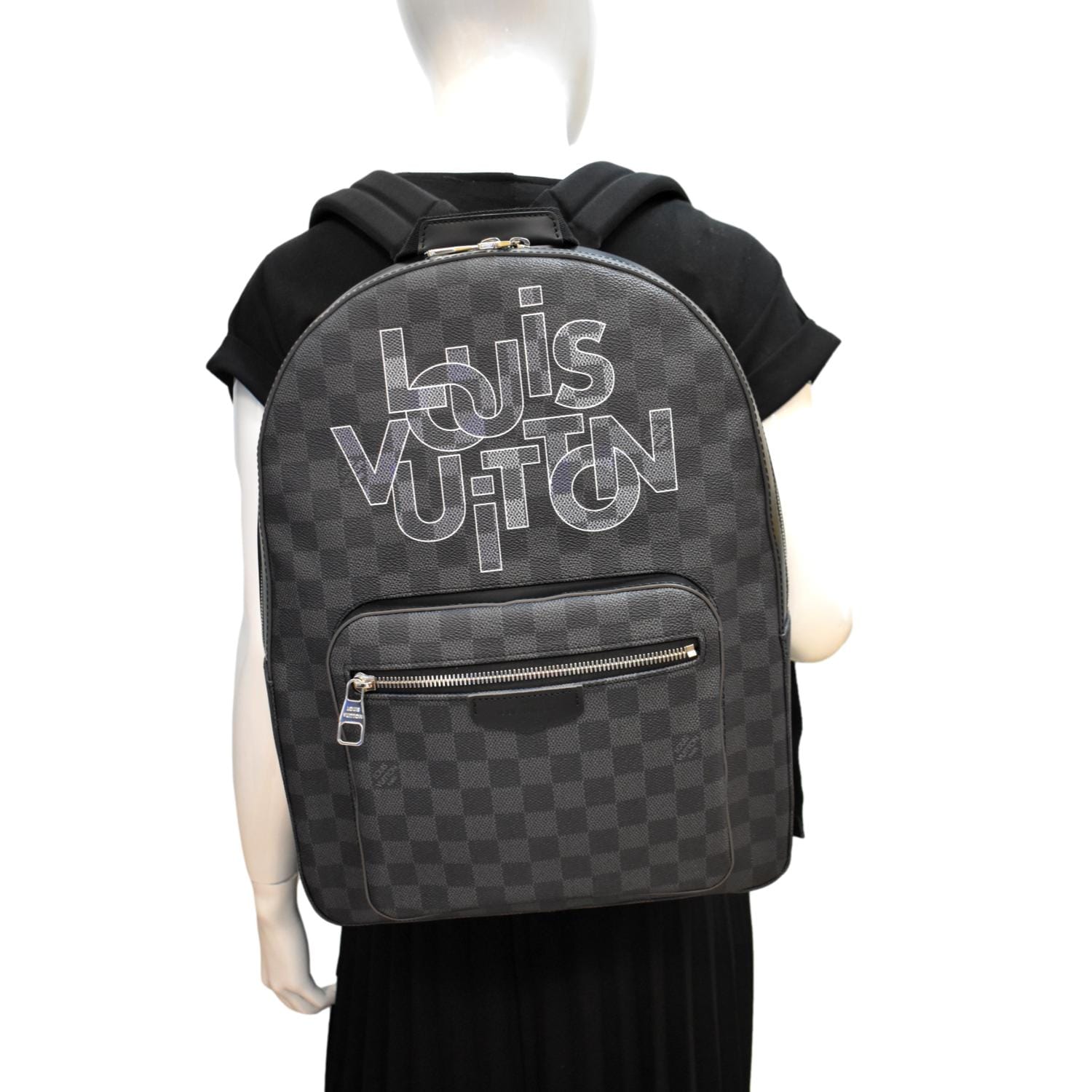 LOUIS VUITTON Josh Interlinked Logo Damier Graphite Backpack Black