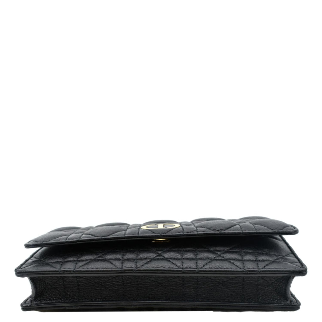 CHRISTIAN DIOR Caro Cannage Calf Leather Shoulder Bag Black