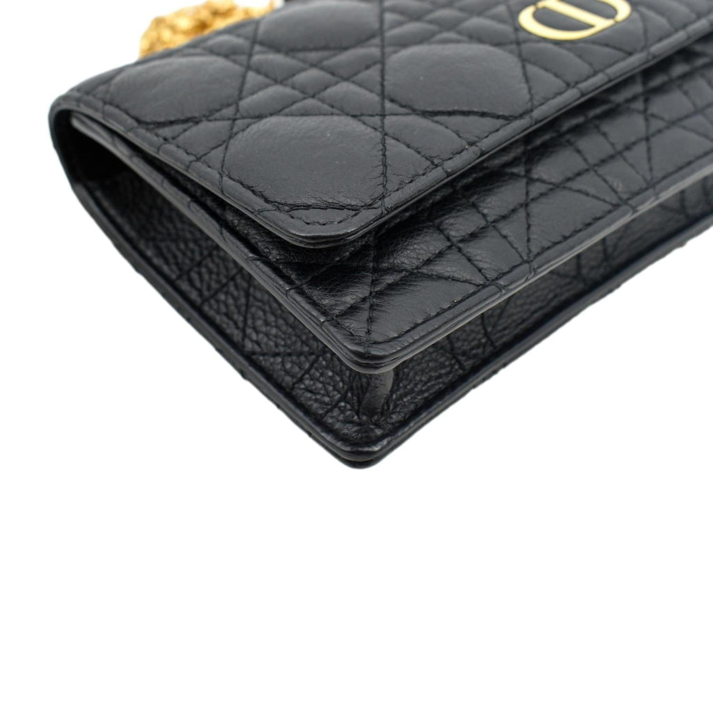 CHRISTIAN DIOR Caro Cannage Calf Leather Shoulder Bag Black
