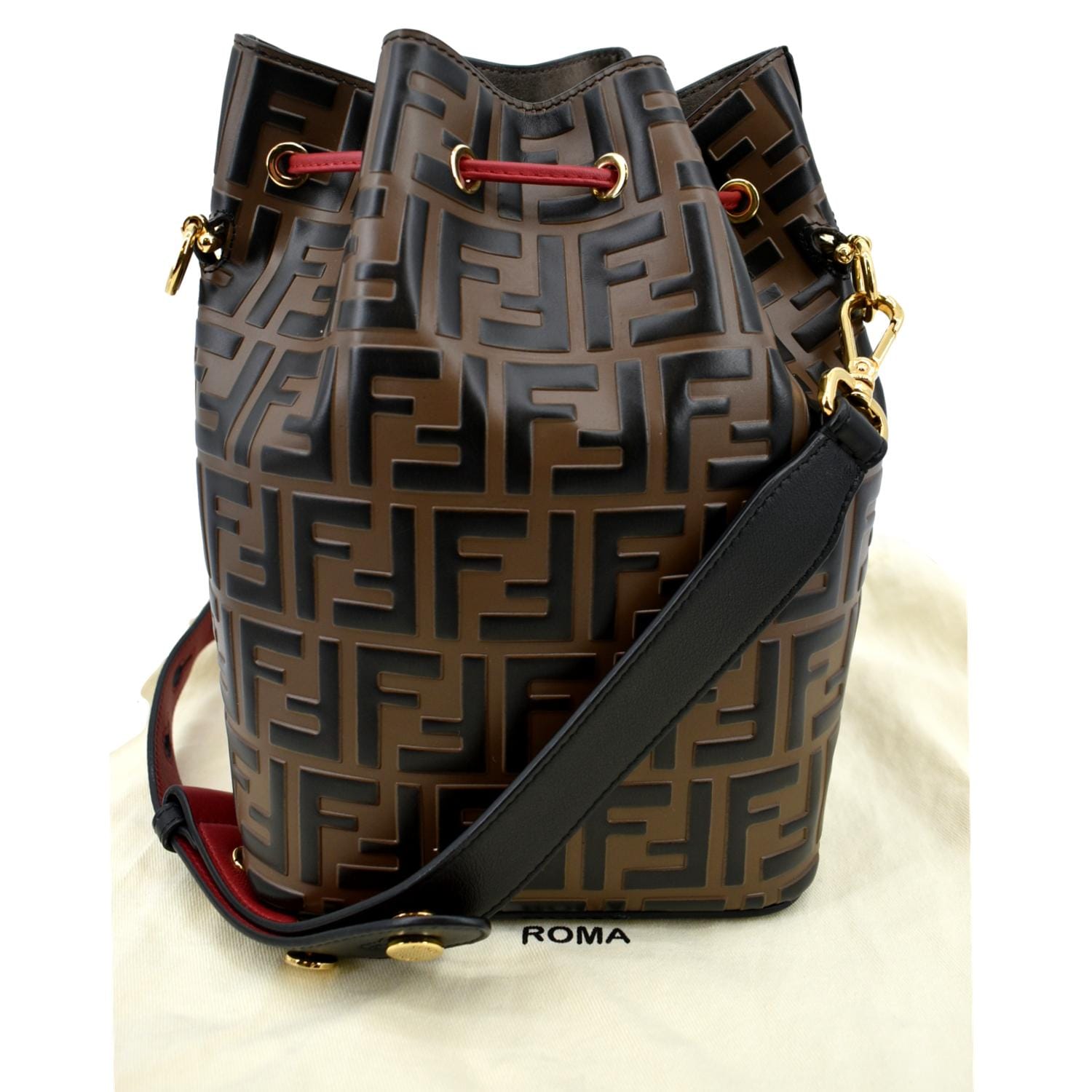 FENDI Mon Tresor Drawstring FF Canvas Bucket Bag Multicolor