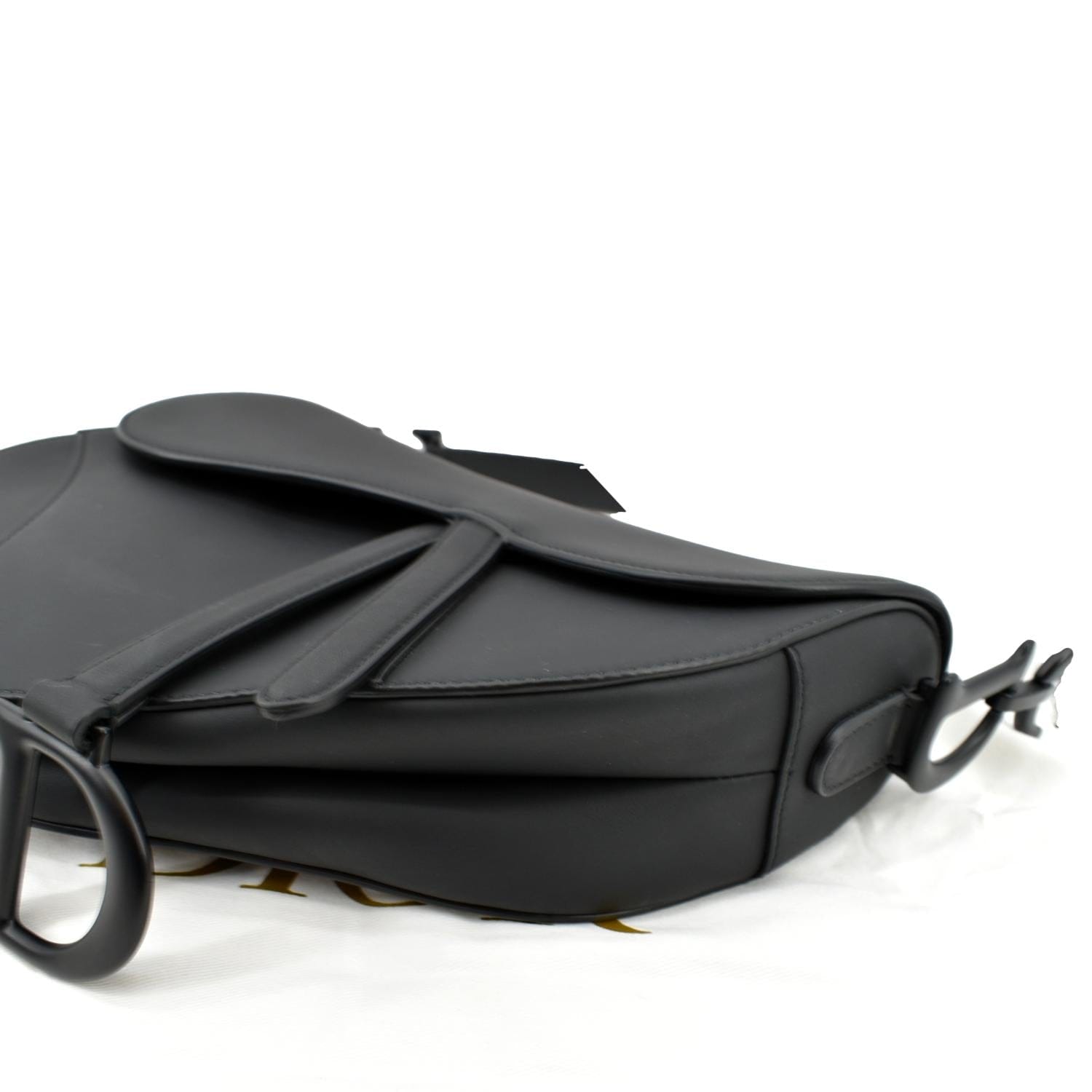 CHRISTIAN DIOR Saddle Leather Satchel Bag Black
