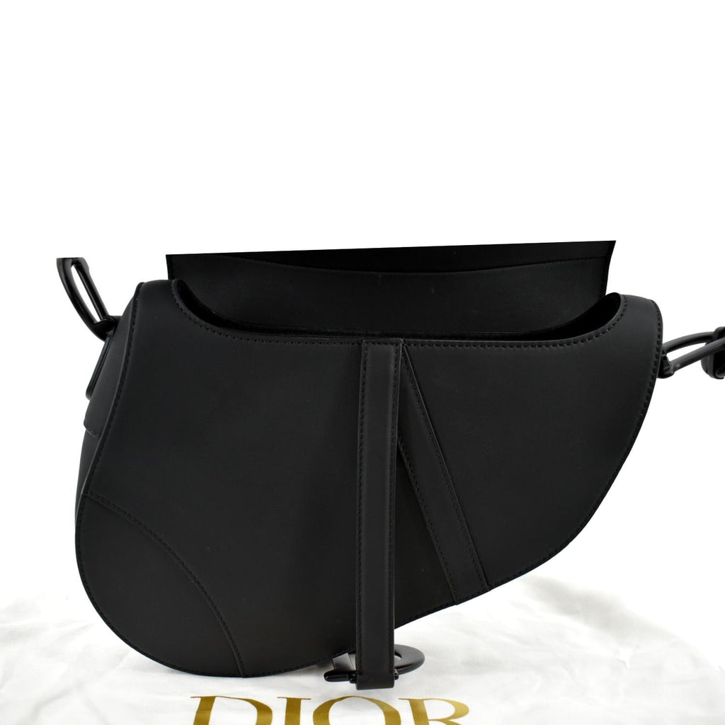CHRISTIAN DIOR Saddle Leather Satchel Bag Black