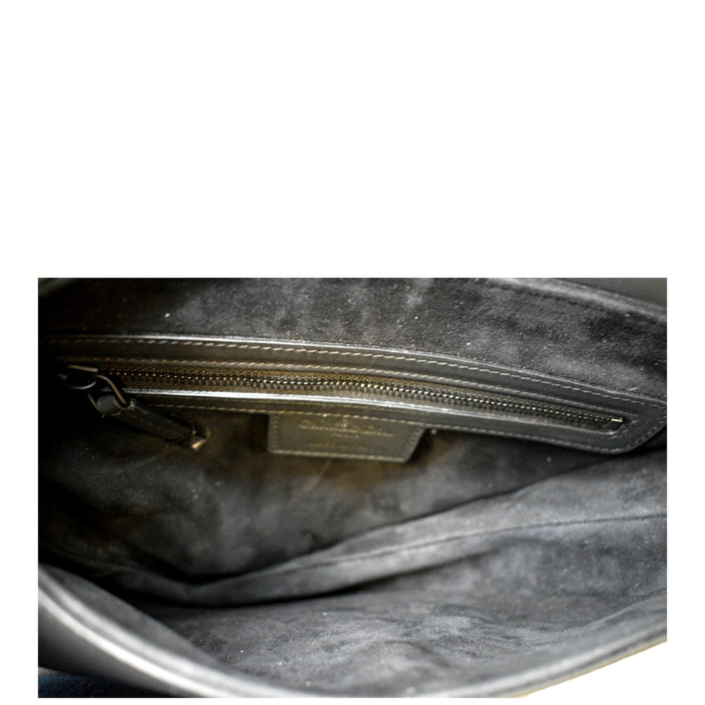 CHRISTIAN DIOR Saddle Leather Satchel Bag Black