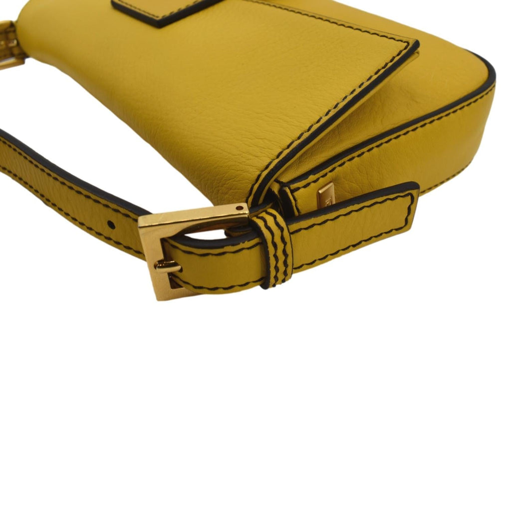 FENDI Convertable Baguette Leather Crossbody Bag Yellow