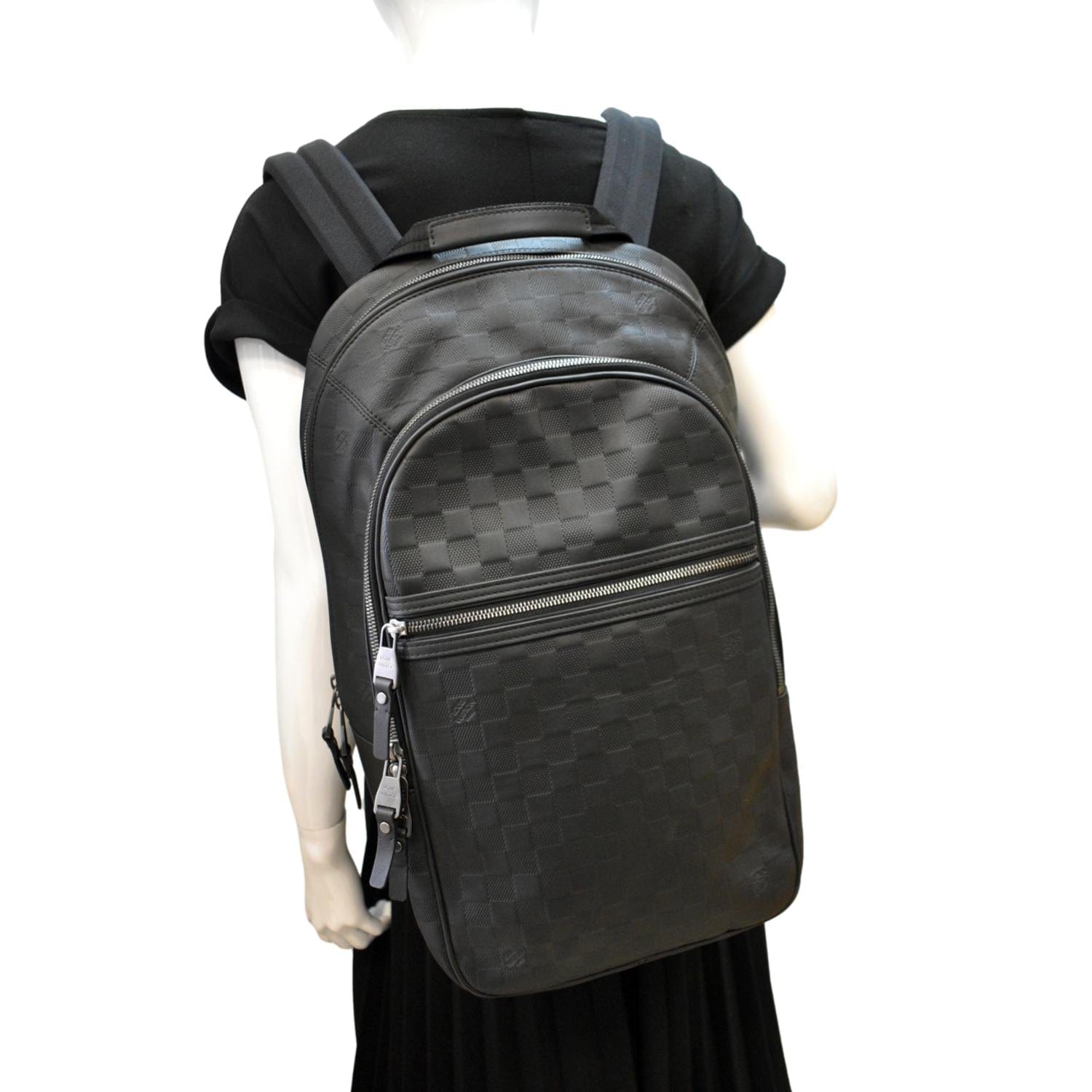 LOUIS VUITTON Michael Damier Infini Leather Backpack Bag Black