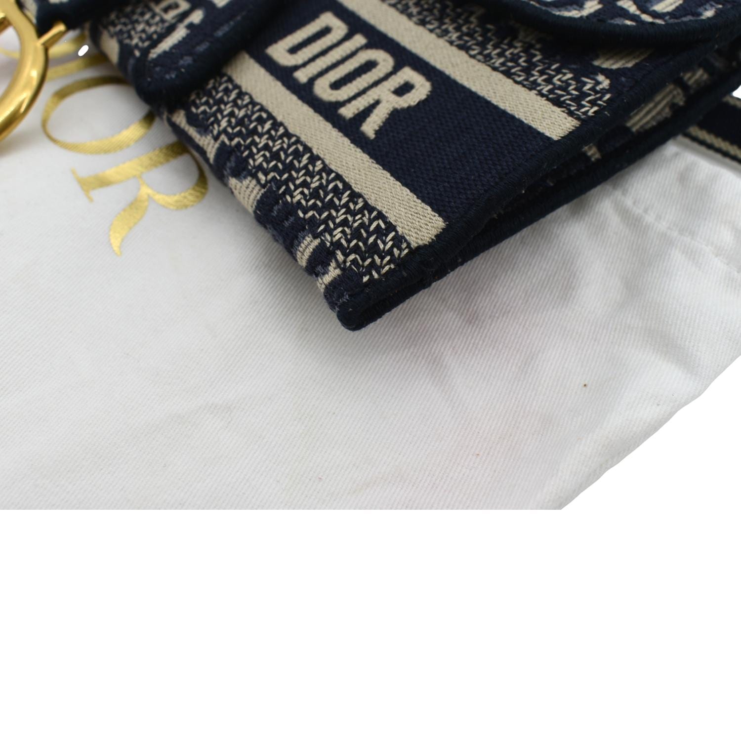 CHRISTIAN DIOR Saddle Oblique Canvas Belt Bag Navy Blue