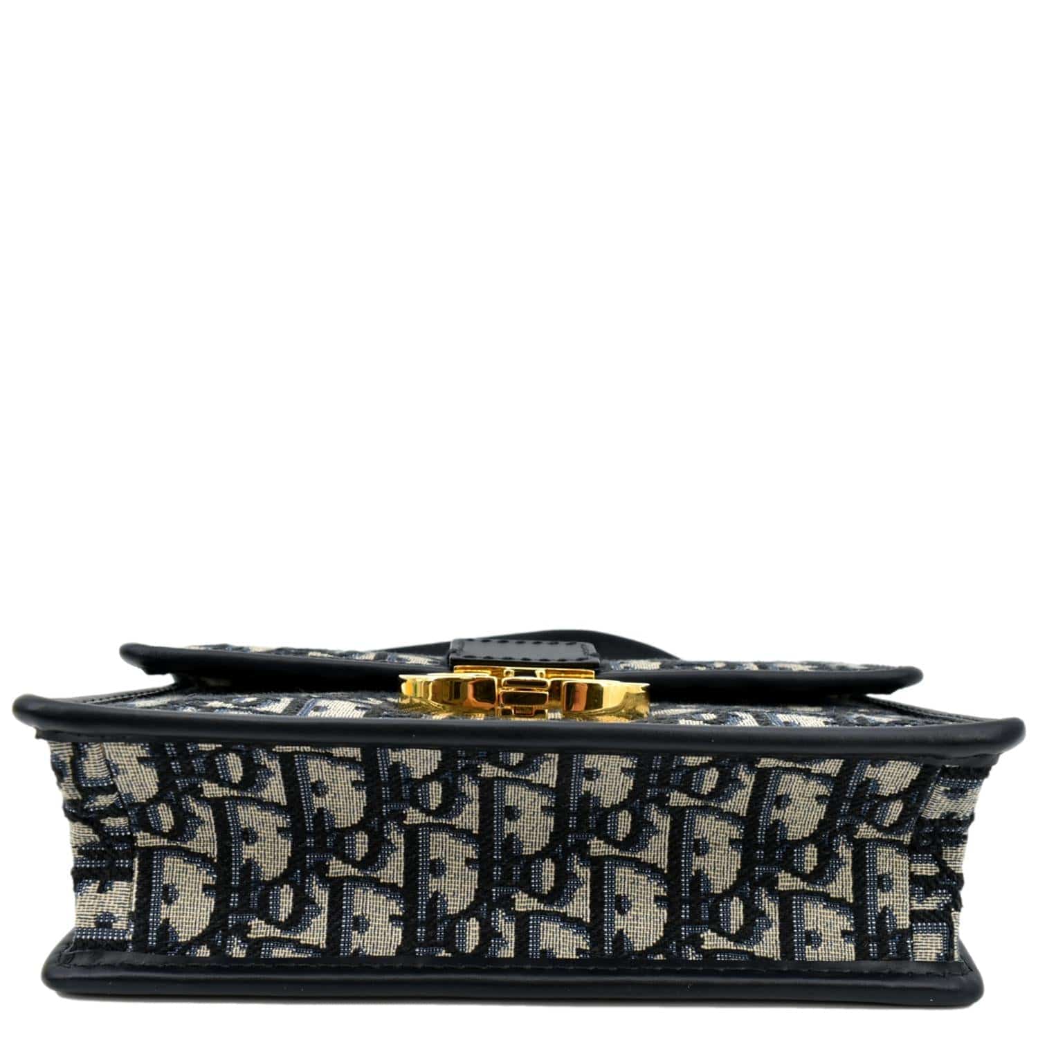 CHRISTIAN DIOR 30 Montaigne Oblique Jacquard Crossbody Bag Blue